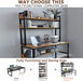 Computer Desk with Hutch, 47“W X 23.6" D Desk with Shelves, Tall Home Office Desk with Bookshelf, Metal Legs Study Table with Upper Storage Shelf for Study Writing/Workstation