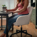 Rayna Swivel Task Chair with Flared Arms for Home Office in White Boucle with Oil Rubbed Bronze Frame