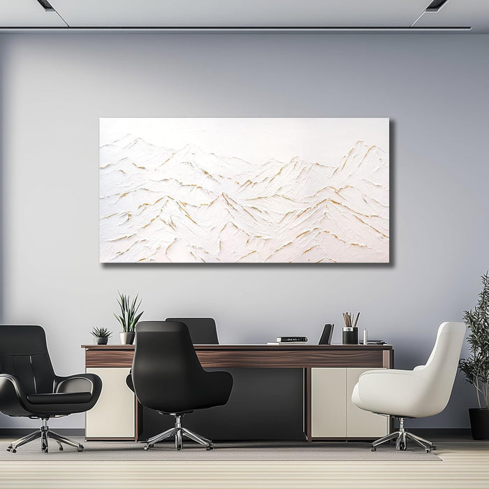 Large Abstract Mountain Wall Art White and Gold Wall Decor Aesthetic Canvas Painting Hanging Artwork for Living Room Bedroom Dining Room Office Home Decor 30X60 Inch