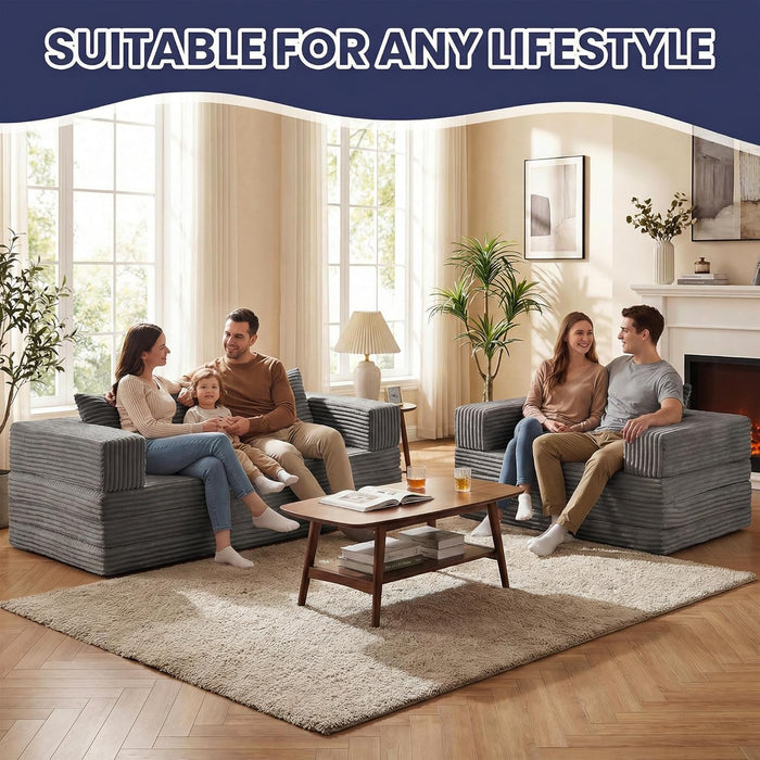 Gray FourInOne Convertible Compact Sofa Bed Pillow