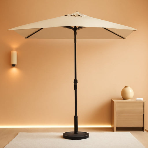 6.5X10Ft Rectangular Patio Umbrella with Push Button Tilt & Crank Lift for Garden,Uv Protection Outdoor Umbrella for Deck,Pool and Yard,Beige