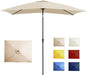 6.5X10Ft Rectangular Patio Umbrella with Push Button Tilt & Crank Lift for Garden,Uv Protection Outdoor Umbrella for Deck,Pool and Yard,Beige