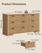 57" W Fluted Dresser with 9 Drawers, Wooden Dresser TV Stand