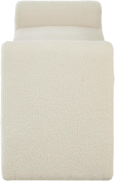 Modern Upholstered Bed Bench Covered with Soft Boucle Teddy Fabric, Lovely Entryway Bench Ottoman with Armrest,5062-Cream