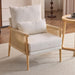 Beige Chenille Modern Armchair Featuring Lumbar Pillow