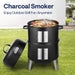 3-In-1 Vertical Charcoal Smoker, BBQ Smoker Grill with Built-In Thermometer, Air Vent, and 2 Access Doors, Idea for Parties, Backyard, Barbecues