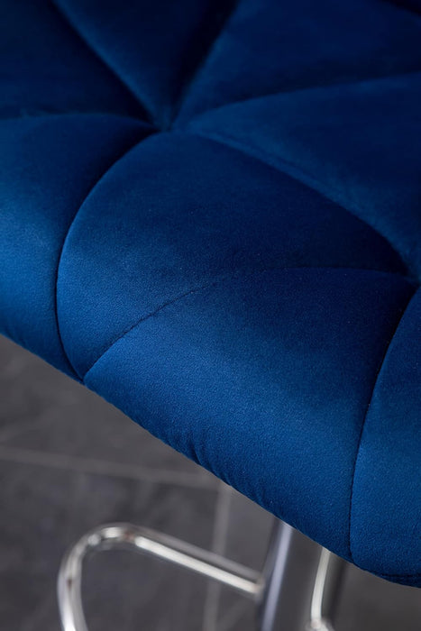 Breni Velvet Diamond Tufted Swivel Adjustable Height Barstools, Set of 2, Blue
