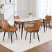 Dining Chair Set of 4, Modern Dining Chairs with Thick Cushions, Faux Leather Kitchen Dining Room Chairs with Metal Adjustable Legs for Dining Living Room, Brown