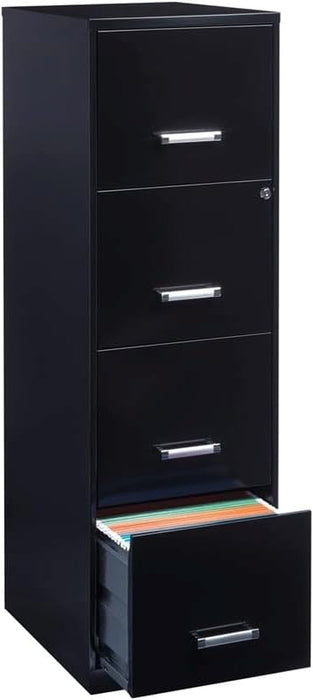 Black Metal Letter File Cabinet, 18" Deep, 4 Drawers