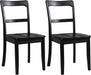 Black Wooden Dining Chairs Set of 2,Ladder Back Kitchen Chairs