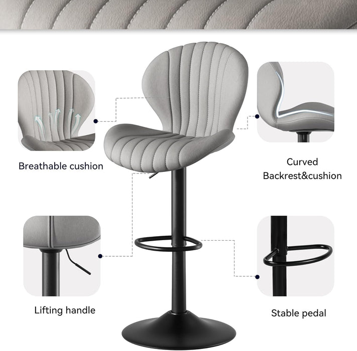 Bar Stools Set of 3 Modern Swivel Bar Chairs, Barstools Counter Height with High Backrest, Easy 3-5 Minute Assembly for Bar, Kitchen, Dining Room Light Grey