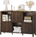 6 Cube Storage Organizer Book Shelf, Horizontal Bookshelf with 3 Doors, 3 Tier Wooden Bookcase for Living Room, Home Office (Dark Walnut)