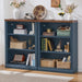 43" Blue Bookshelf, 3 Tier Farmhouse Small Wooden Book Shelf