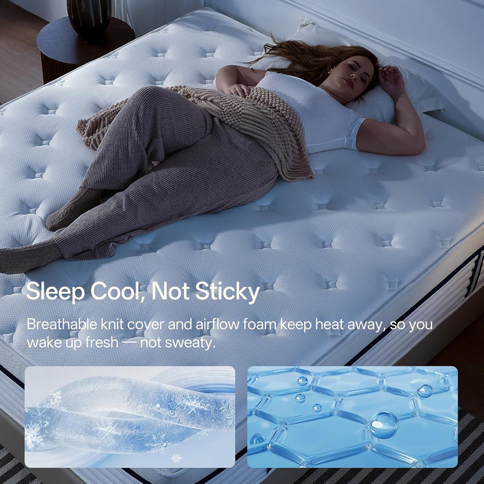 12 Inch Queen Size Mattress, Hybrid Memory Foam, Medium Feel