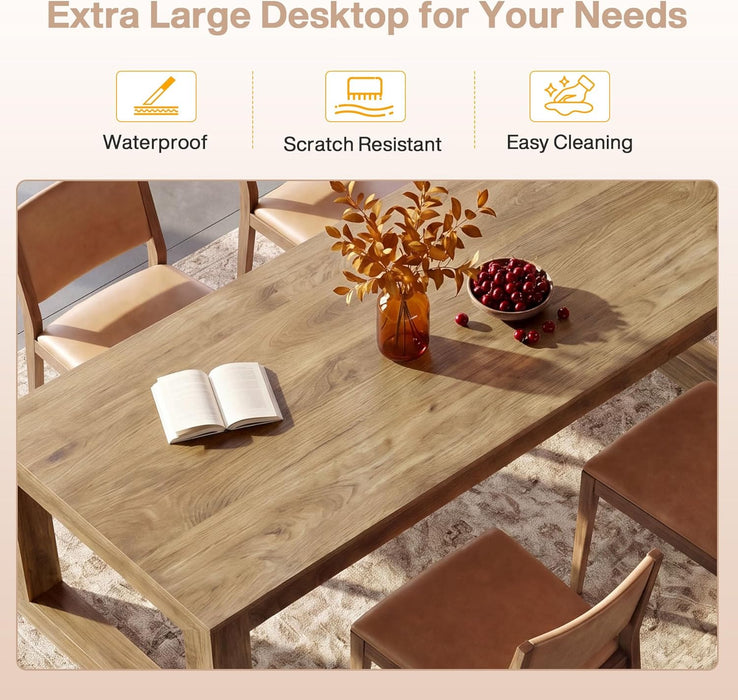78 Inch RusticWoodFinish Dining Table With Pedestal