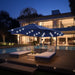 15 Ft Large Outdoor Patio Umbrella with Solar Led Lights & Base Included, Double-Sided Rectangular Table Umbrella with Stand, Market Umbrellas for Deck Poolside Garden Backyard, Navy Blue