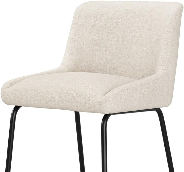26 Inch Counter Height Bar Stools Set of 3, Linen Upholstered Barstools, Barstool with Back, Comfortable Bar Chairs, Modern Counter Stools for Kitchen Counter Island