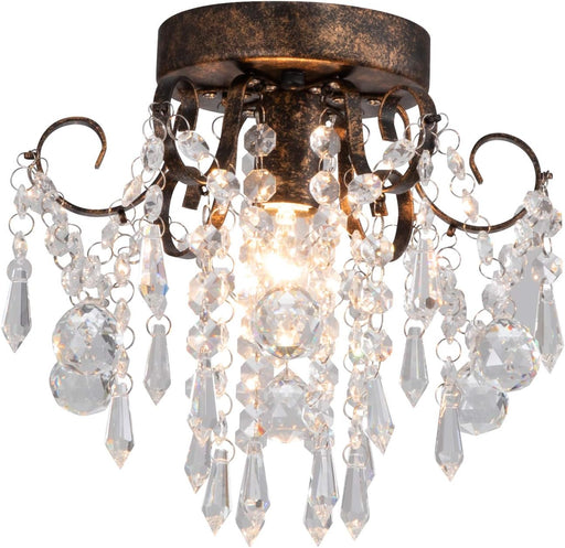 Small Crystal Ceiling Light Fixture Flush Mount,Black Ceiling Lights Modern Chandelier,Bedroom Hallway Closet Light Fixture Ceiling,Dia9.5 1 Light.