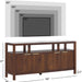 Isla Modern Solid Wood TV Stand with Tempered Glass Top and Shadow Box Shelf, 58 Inch, Walnut