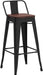 30" Low Back Barstools Metal Stool with Wooden Seat [Set of 4] Counter Height Bar Stools, Matte Black