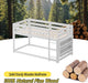 Low Bunk Bed for Kids, Floor Bunk Bed Twin over Twin with Bookshelves & Full Guardrails, Wooden Twin Bunk Bed Frame for Bedroom, Dorm, Boys, Girls, Children, Toddler (White)