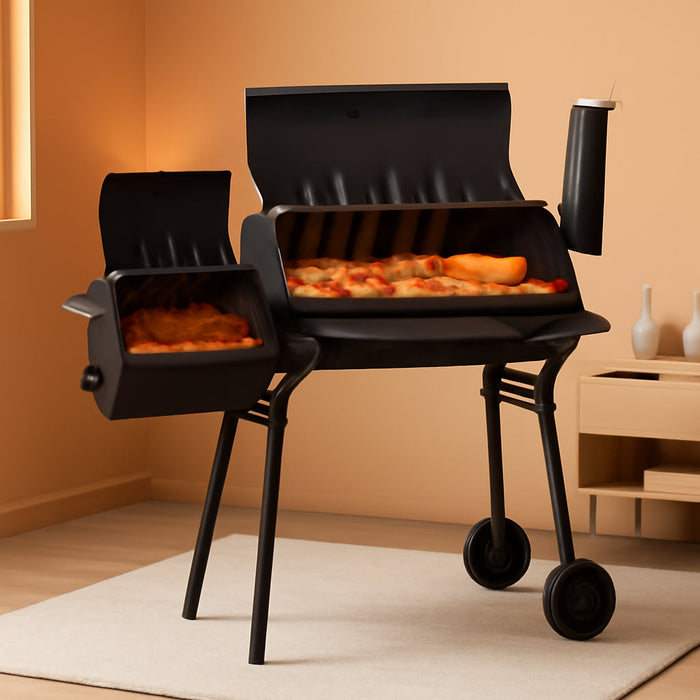 Charcoal Grills Outdoor Barbecue Grill Offset Smoker Portable BBQ Grill with Wheels for Backyard Camping Picnics