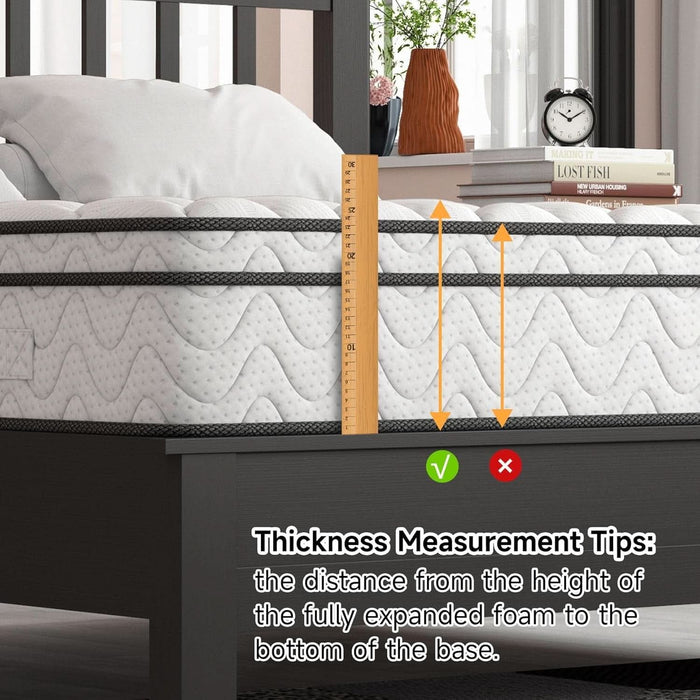 Twin Size Mattress 12Inch FiberglassFree MemoryFoam Hybrid