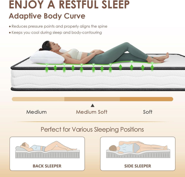 6 Inch Hybrid Mattress with Innerspring and Foam/Fiberglass Free/Medium Firm Spring Mattress/Twin Size Mattress in a Box/Certipur-Us Certified/Cool Sleep Pressure Relief