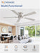 52-Inch Brushed Nickel Flush Mount Ceiling Fan