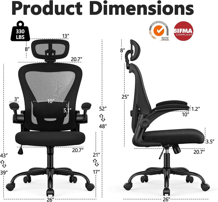 Office Chair, Ergonomic Computer Desk Chair with 3D Headrest
