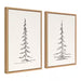 Sylvie Minimalist Evergreen Trees Sketch 1 and 2 24 In. X 18 In. by the Creative Bunch Studio Framed Canvas Wall Art