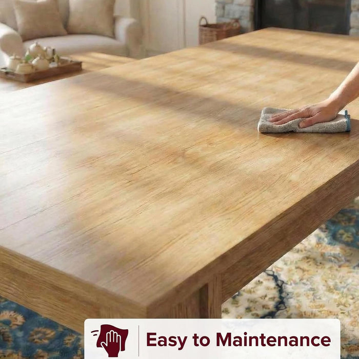 71" Long Dining Table for 6-8, Farmhouse Rectangular Wood Kitchen Table with Wide H-Legs & Thick Top, Sturdy Wood Strip Frame, Dining Room Table for Dinner, Apartment, Kitchen, Natural