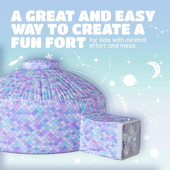 Air Tent for Kids (77” X 50”) Builds in 30 Sec, Toddler Tents Indoor for Imaginative Play, Spacious Kids Forts Indoor Playhouse for Boys & Girls Ages 3-14 (Fan Not Incl) (Mermaind Magic Fort)