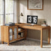 L-Shaped Desk with File Cabinet, 59-Inch Executive Office Desk with Storage Shelves, Wooden Study Writing Desk Farmhouse Corner Computer Desk for Home Office, Rustic Brown