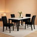 6-Person Dining Table with Faux Marble Top, Black Base
