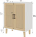 Buffet Cabinet Sideboard with Rattan Decorated Doors Kitchen Storage Cupboard Accent Cabinet (White)