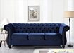 Modern Blue Velvet Chesterfield Loveseat