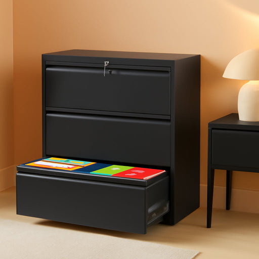 3 Drawer File Cabinet with Lock, Metal Lateral Filing Cabinets