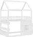 White FullSize House Loft Bed WithUnderbed Storage