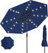 9FT Solar Umbrella 32 LED Lighted Patio Umbrella Table Market Umbrella W/Tilt and Crank, Uv-Resistant Outdoor Umbrella for Pool, Garden, Deck, Navy Blue
