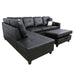 Semi PU Leather Sectional Sofa, L Shaped Couch, Sectional Sofa Set for Small Space Living Room, Black(Without Ottoman)