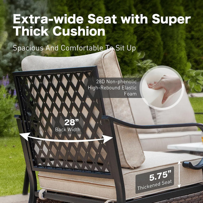 , 4 PCS Metal Patio Conversation Set, Rocking Chairs