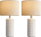 23" Modern Ceramic Table Lamps Set of 2 - Table Lamps for Living Room, Farmhouse Bedside Night Stands Lamp for Bedroom, White Boho Nightstand Lamps Set of 2, Desk Lamp for End Table Home Decor