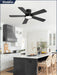 42 Inch Ceiling Fans with Lights and Remote,Outdoor Indoor Modern Flush Mount Ceiling Fan with 3CCT 6-Speed Quiet DC Motor,Black Small Low Profile Ceiling Fan for Bedroom Living Room Office