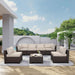 7 Pieces Wicker Patio Furniture Conversation Set Outdoor Sectional Sofa Glass Coffee Table with Non-Slip Cushions and Furniture Cover, Beige