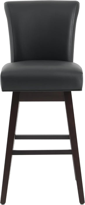 30 Inch Counter Height Swivel Bar Stools Set of 2, FSC Certified Modern Upholstered Faux Leather Swivel Barstool Chairs with Back, Black