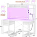 Desk with LED and Outlets, Gaming Desk with Hutch, 47.2'' Computer Desk with Drawers, Reversible Office Desk with Storage Bookshelf Large Workstation Desk with Shelf, Desk for Home, White