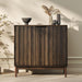 Fluted Buffet Cabinet with Storage, Small Accent Cabinet, Walnut