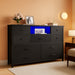 Charcoal Nine Drawer Wardrobe TV Entertainment LED