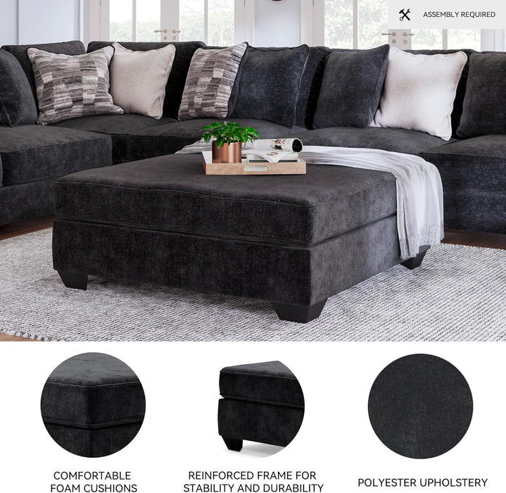 Lavernett Contemporary Square Oversized Accent Ottoman, Dark Gray